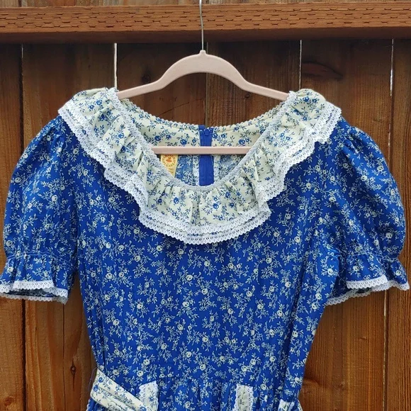 Vtg Like New Partners Please Blue Floral Dress w/ Matching Scarf Size XL/XXL - Picture 2 of 9
